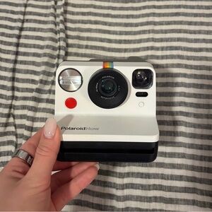 Polaroid Now I-Type instant camera white and back with rainbow logo